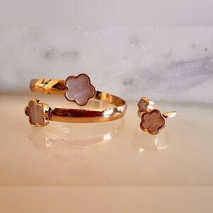 Flower  Bangle | Flower Ring | Gold & White